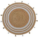 Striped Natural Ivory Jute Rug-Goa 1134-160X160cm