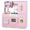 Costway Wooden Play Kitchen Pretend Cabinet Ice Maker Refrigerator-Pink