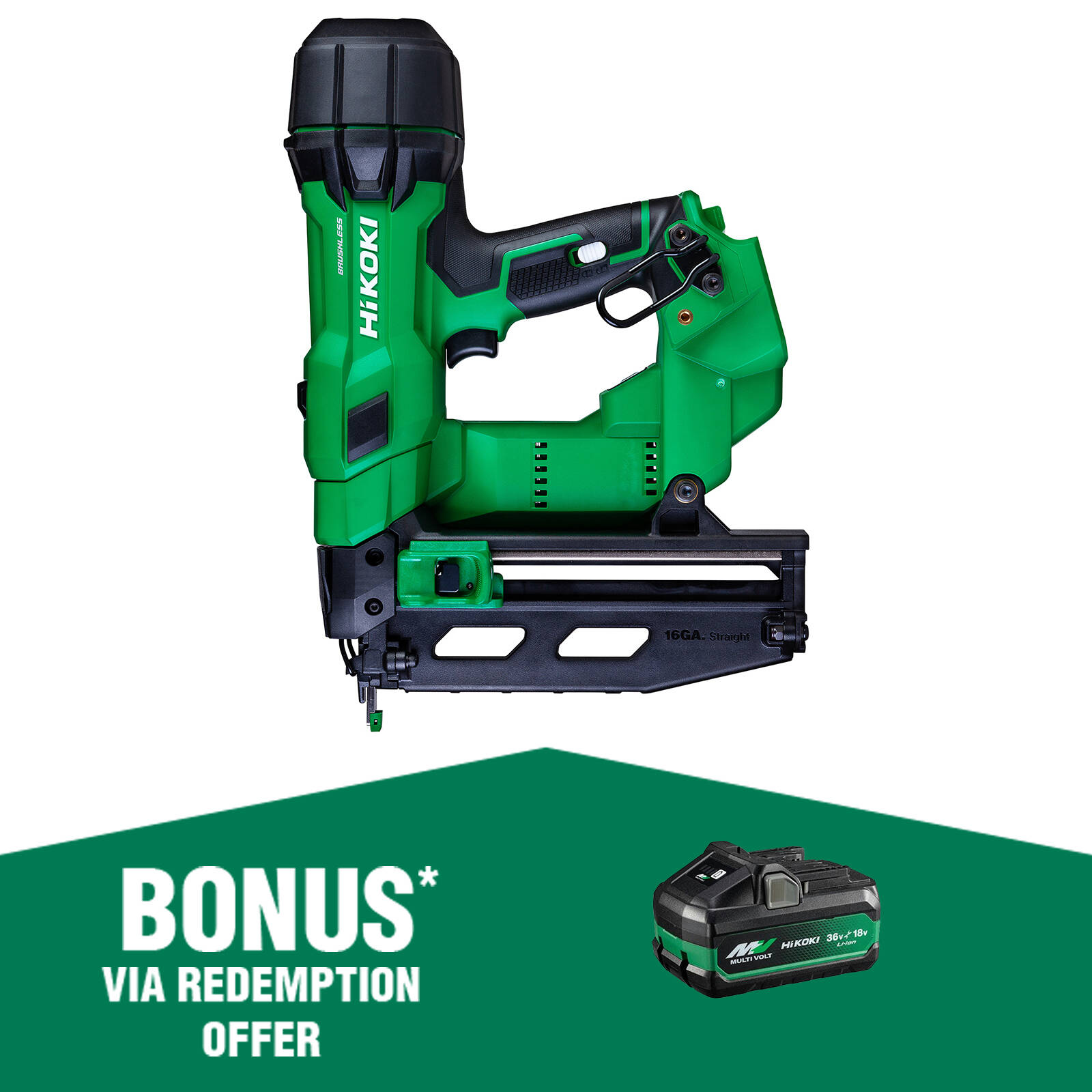 Cordless Hikoki 16ga Nailer HiKOKI NT1850DF 18V Cordless 18 Gauge