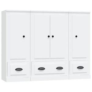 vidaXL Tall Cabinets Sideboard Cupboard Highboard 3 pcs White