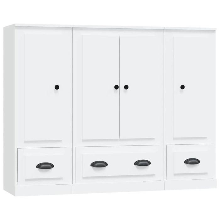 vidaXL Tall Cabinets Sideboard Cupboard Highboard 3 pcs White