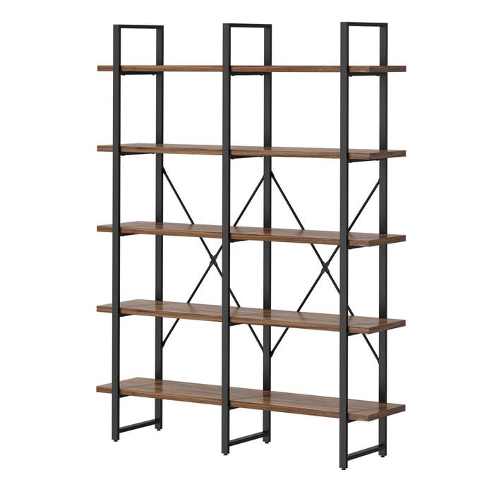 Oikiture 5 Tier Display Shelf Stand Bookshelf Metal Rack Industrial 1.35m