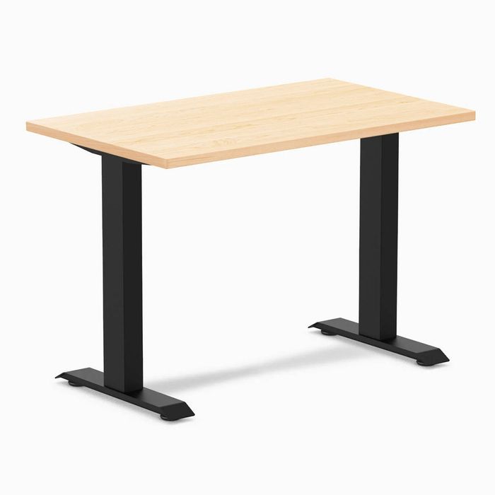 Desky Fixed Height Mini Hardwood Office Desk Matte Black Frame 100cm