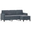 vidaXL 3-Seater Sofa Couch with Footstool Sofa Chair Settee Dark Grey Velvet