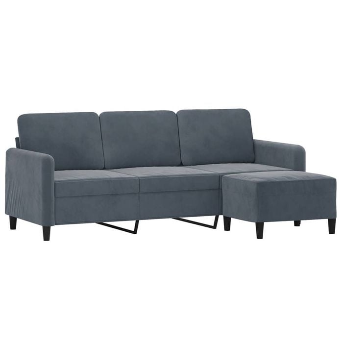 vidaXL 3-Seater Sofa Couch with Footstool Sofa Chair Settee Dark Grey Velvet
