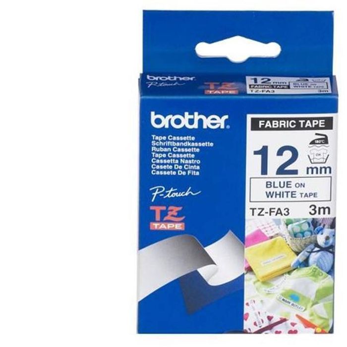 Brother TZE 12mm Blue White Fabric Tape
