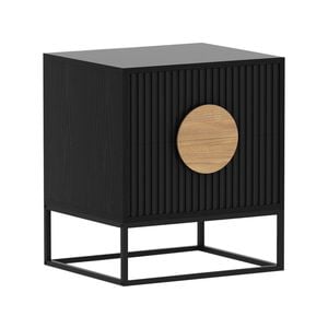 Sarantino Silvia Bedside Table with 2 Drawers - Black