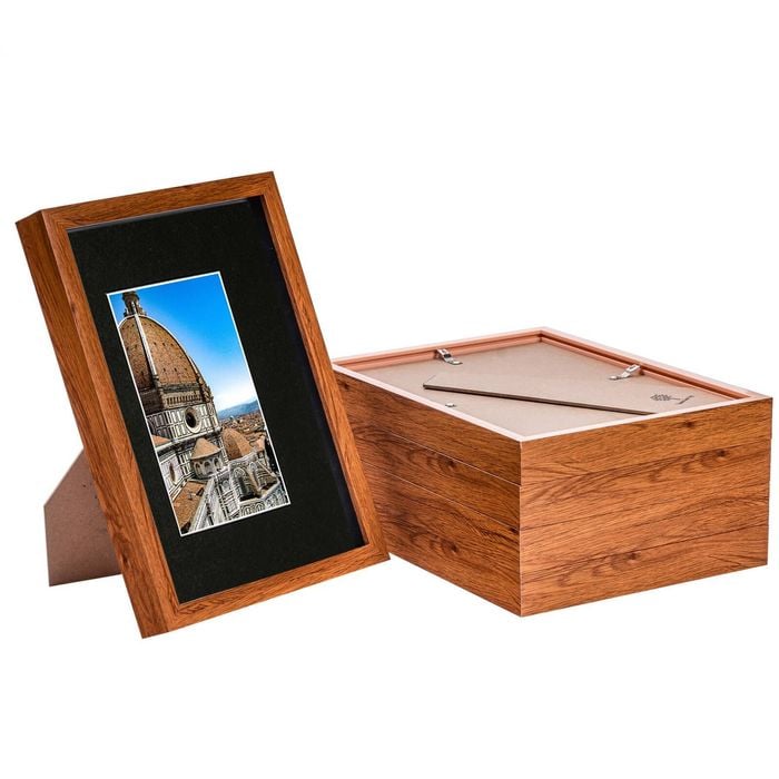 Nicola Spring 3D Shadow Box Frames with A5 Mount - A4 (8" x 12") - Dark Wood - Pack of 5