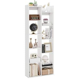 Costway 12-tier Bookcase Wood Display Shelf White