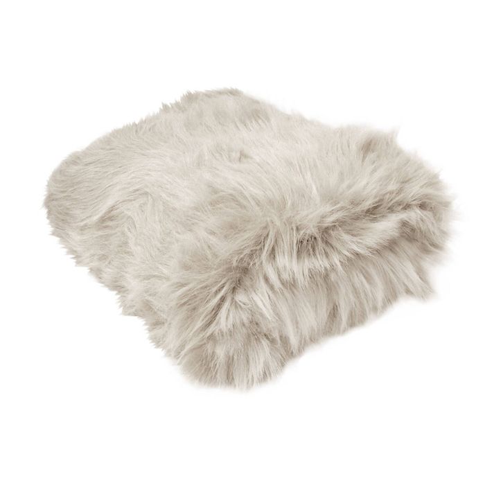 Radisson Angora Oyster Luxury Long Hair Faux Fur Throw Rug 127 x 152 cm