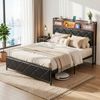 Artiss Double Bed Frame With Led Storage Headboard Charging Station