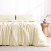 Dreamaker Superfine Washed Microfibre Quilt Cover Set Natural Double Bed