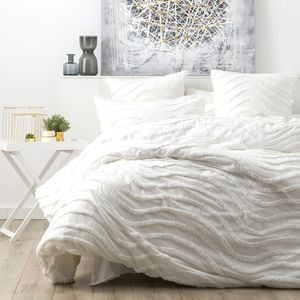 Cloud Linen Wave 100% Cotton Chenille Vintage Washed Tufted Quilt Cover Set Double White