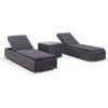 Breeze Outdoor Wicker Pool Sun Lounge Set With Table - Charcoal with Denim