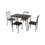 Costway 5PCS Dining Table Set Wood Kitchen Table & 4 Chairs Walnut