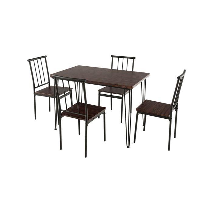Costway 5PCS Dining Table Set Wood Kitchen Table & 4 Chairs Walnut