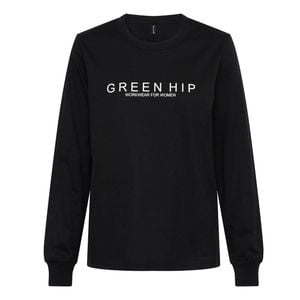 Green Hip Long Sleeve T-Shirt Black Small