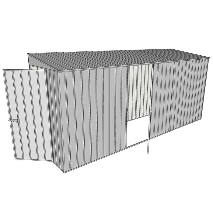 Build-A-Shed 1.2 x 4.5 x 2.0m Tunnel Shed Tunnel Hinged Door with 1 Hinged Side Door - Zinc