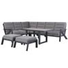 FurnitureOkay Mosman 7-Piece Aluminium Outdoor Modular Lounge Setting — Charcoal / With Low Dining Table