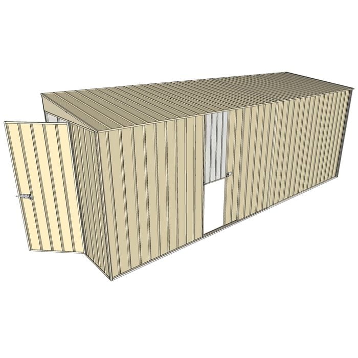 Build-a-Shed 1.5 x 5.2 x 2m Hinged Door Tunnel Shed With Sliding Side Door - Cream