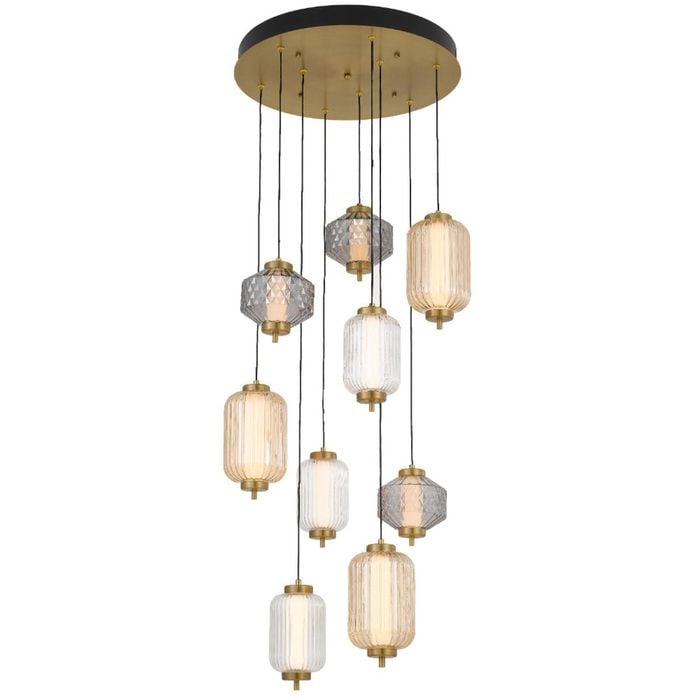 Telbix Torso Modern Pendant Hanging Lamp Light Metal Glass Brass Polished