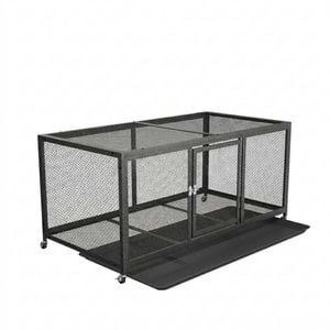 P&p Black Rolling Chicken Coop Cage Metal With Tray And Weather Cover
