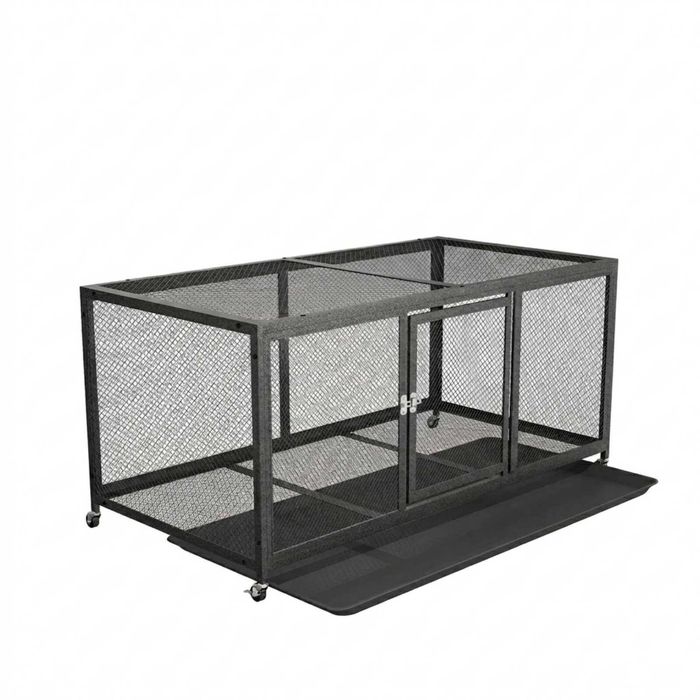P&p Black Rolling Chicken Coop Cage Metal With Tray And Weather Cover