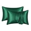 Catzon 2 Pcs Satin Pillowcases with Envelope Closure for Hair and Skin 51X91cm-Dark Green