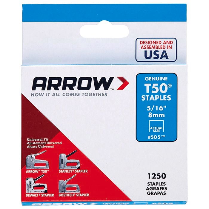 Arrow 8mm T50 Staples - 1250 Pack