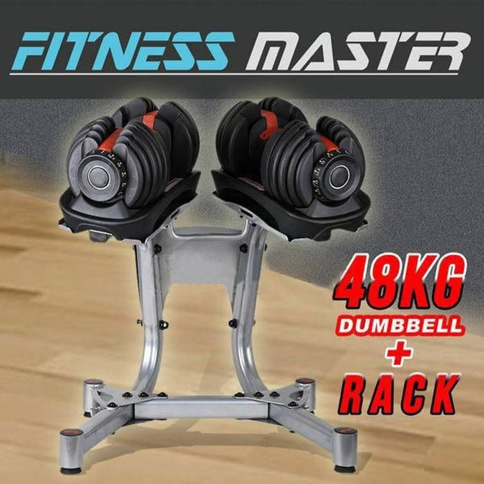 Fitness Master 48kg Adjustable Dumbbell Exercise Equipment Weights - Main Image