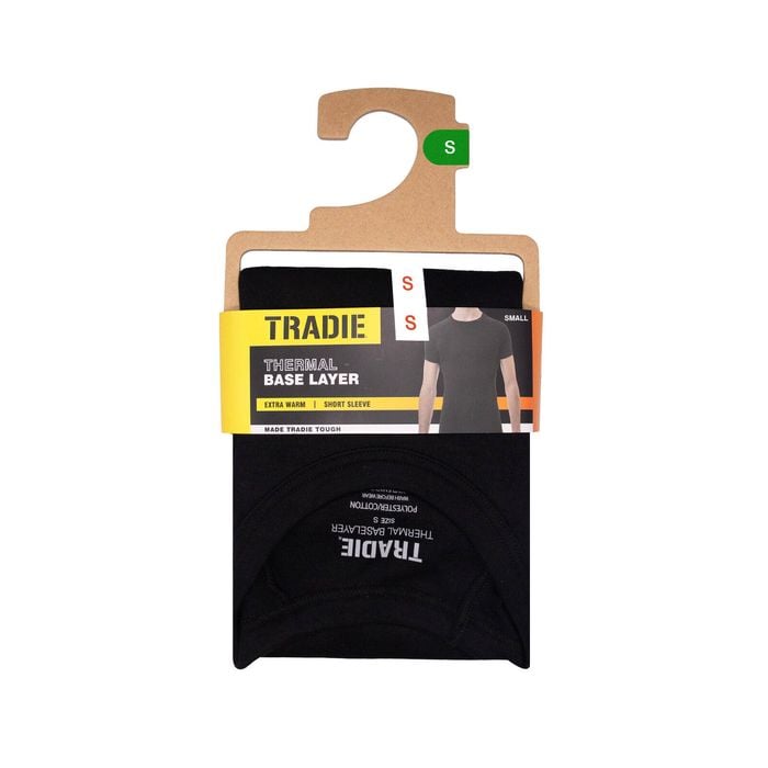 Tradie Men's Black Interlock Baselayer Short Sleeve Thermal - 1 Pack - Size Small