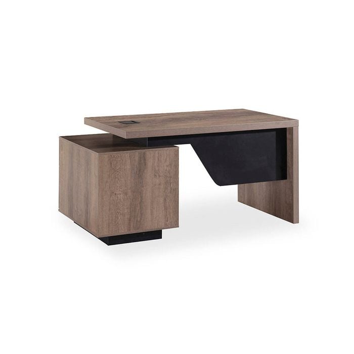 Modern Furniture KELLEN Executive Desk with Right Return 160-180cm Oak&Black