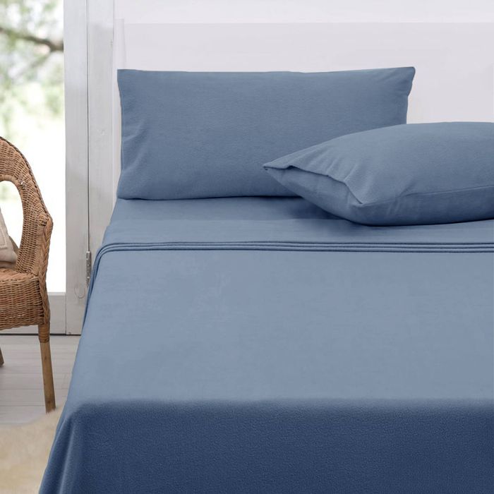 Bloomington Polar Fleece Sheet Set King 36cm Wall with King Pillowcases Airforce Blue