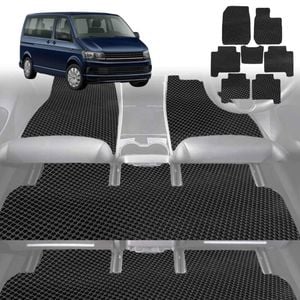6D Diamond Car Floor Mats for VolksWagen Multivan 2016-Current-Ultimate Set-Black-Outback GT