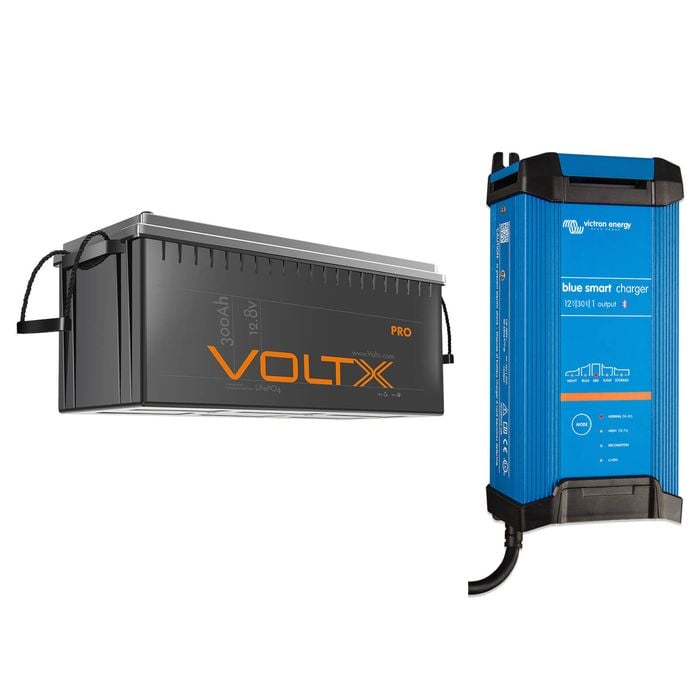 VoltX 12V 300Ah LiFePO4 Lithium Battery + 30A AC Charger – High-Capacity Backup for RV, Off-Grid & Emergency Power