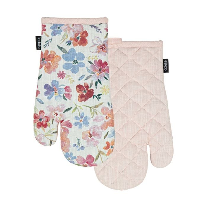 2pc Ladelle Camille Soft Durable Oven Mitts Set Cookware Floral