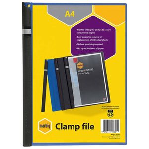 Marbig A4 Clamp File (Blue)