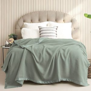 Renee Taylor Soft Australian Merino Wool Blanket 400gsm Sage Queen/King