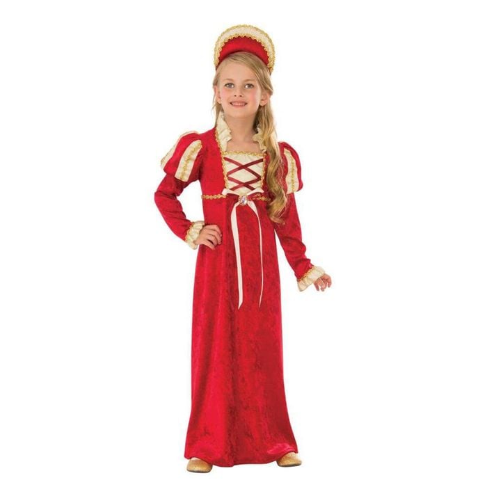 Medieval Princess Child Halloween Costume Renaissance Dress with Sleeves and Tiara, Small