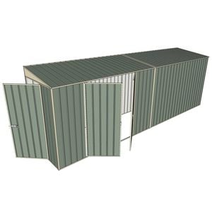 Build-A-Shed 1.2 x 6.0 x 2.0m Tunnel Shed Tunnel Hinged Door with Double Hinged Doors - Green