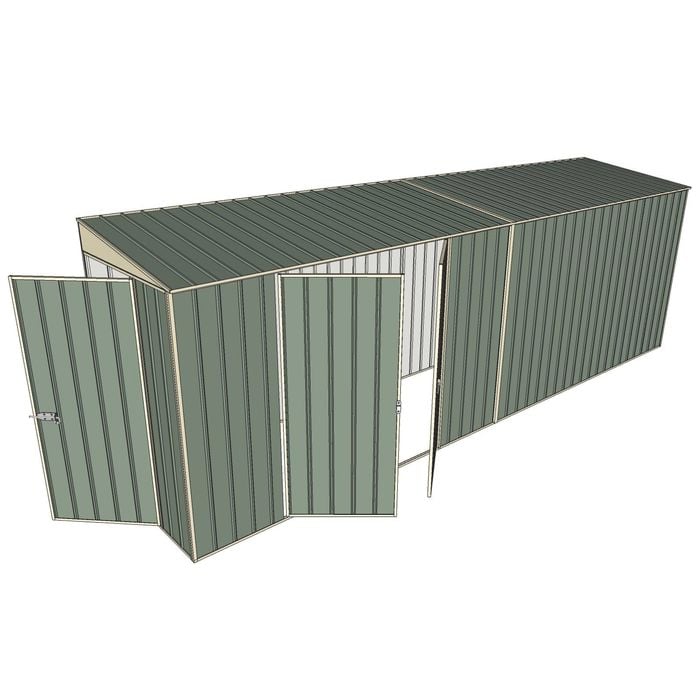 Build-A-Shed 1.2 x 6.0 x 2.0m Tunnel Shed Tunnel Hinged Door with Double Hinged Doors - Green