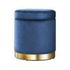 Artiss Storage Foot Stool Round Velvet Ottoman Footstool Navy
