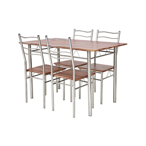 Costway 5x Wood Dining Table Chairs Set Kitchen Natural - Bunnings ...