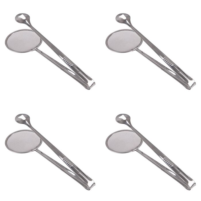4PK Appetito Stainless Steel 28.5cm Skimmer Tongs Kitchen Cooking Utensil