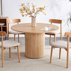 Nola 1.2m Round Wooden Dining Table - Natural - Natural