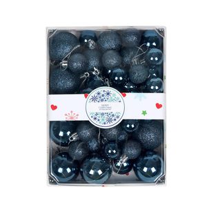 Catzon 42 Pcs Plastic Christmas Balls Sequins and Matte for Holiday Party Wedding-Blue