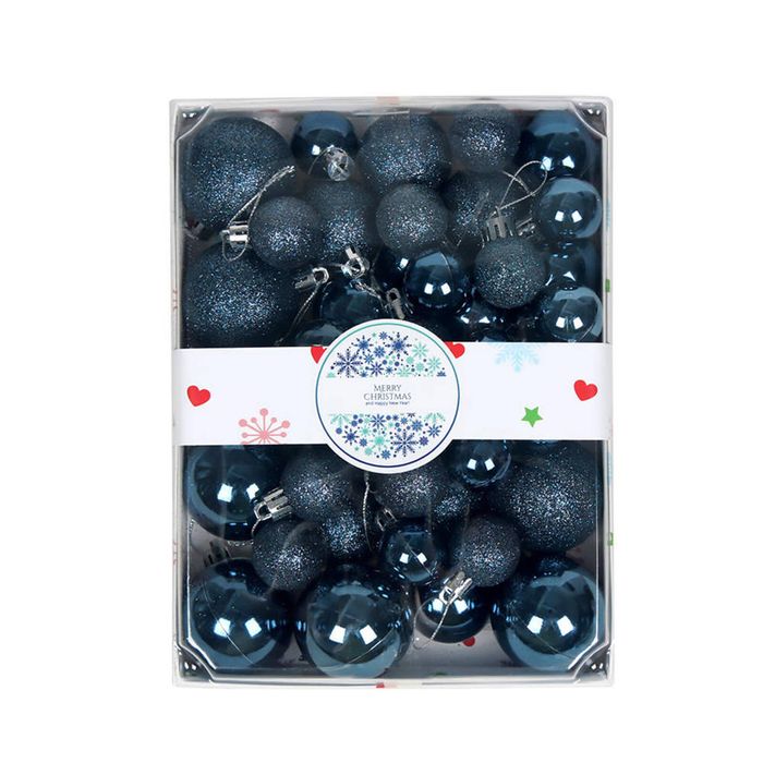 Catzon 42 Pcs Plastic Christmas Balls Sequins and Matte for Holiday Party Wedding-Blue