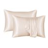 Catzon 2 Pcs Satin Pillowcases with Envelope Closure for Hair and Skin 51X102cm-Beige