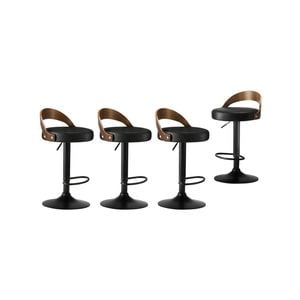 Oikiture 4x Kitchen Bar Stools Gas Lift Black