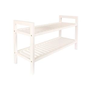 All Set White 2 Tier Wooden Shoe Rack